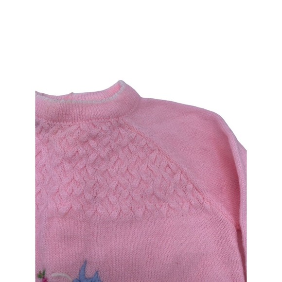 Vintage A Little Angel Sweater Baby 0-3M Pink Birds Embroidered Girls 1960s EUC - Picture 8 of 12